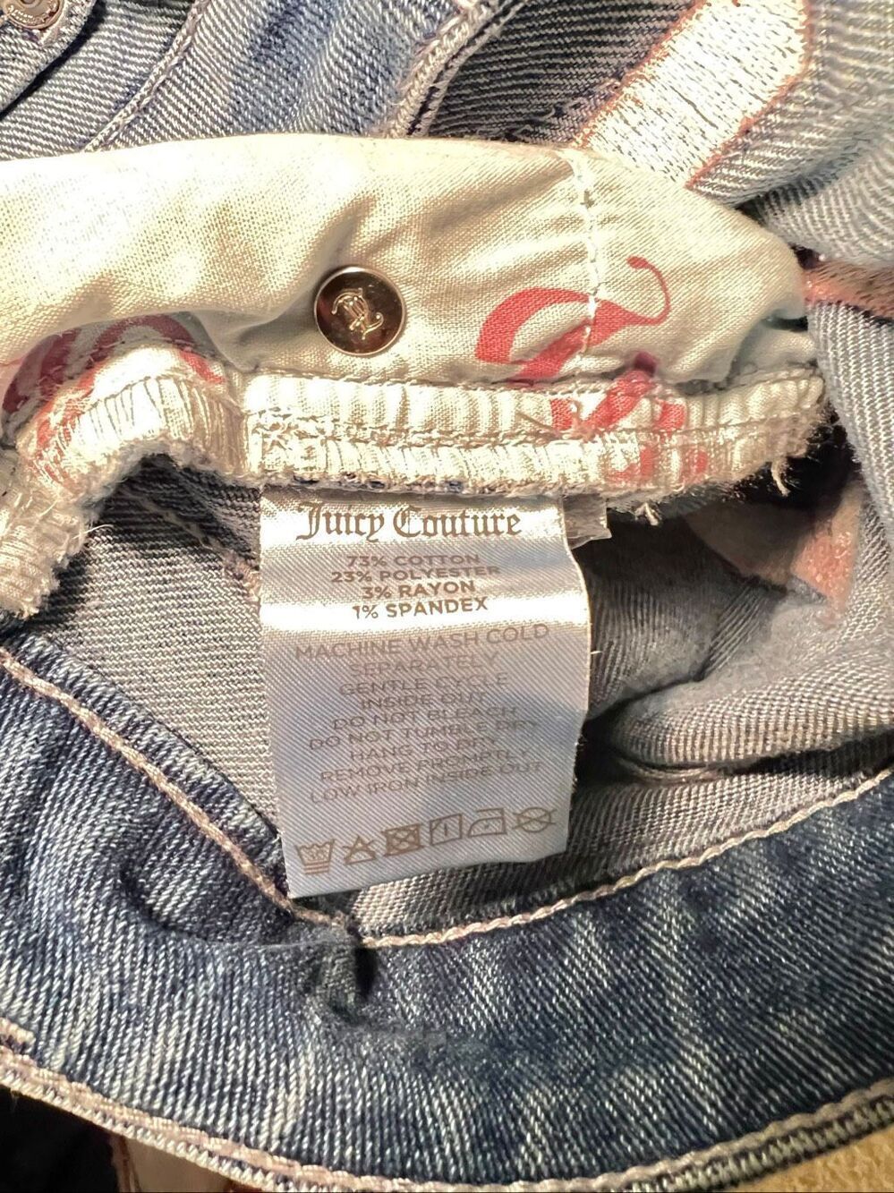 Juicy Western Short With Juicy in Pink Script Across Backside Medium Wash 8 NWT - Picture 10 of 16